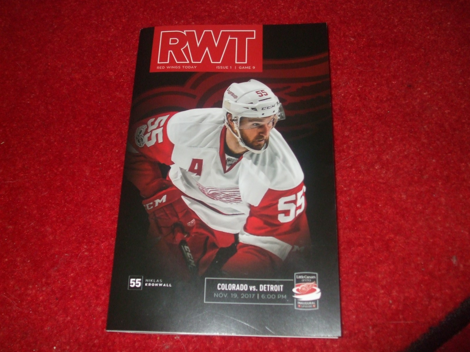 2017/ 2018 DETROIT RED WINGS PROGRAM vs COLORADO NICK KRONWALL MINT L@@K!