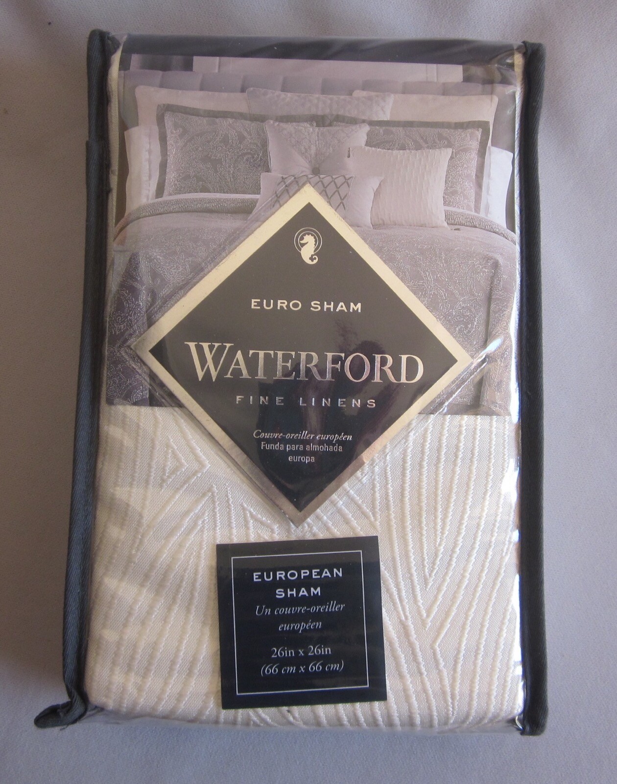 Waterford Fine Linens Euro Pillow Sham Aidan Gunmetal 26 x 26 New