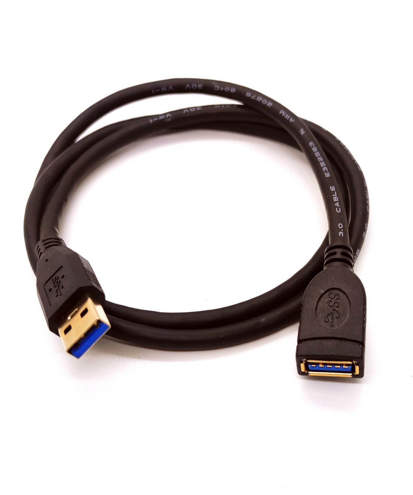 6Ft USB 3.0 Extension Cable Gold Plate Type A Male to Female Black Color