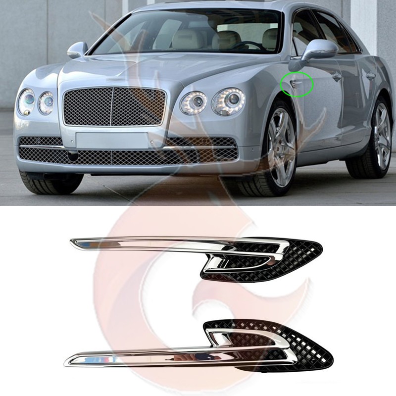 For Bentley Flying Spur 2013-2019 Pair ABS Chrome Side Fender Grille Trim Cover