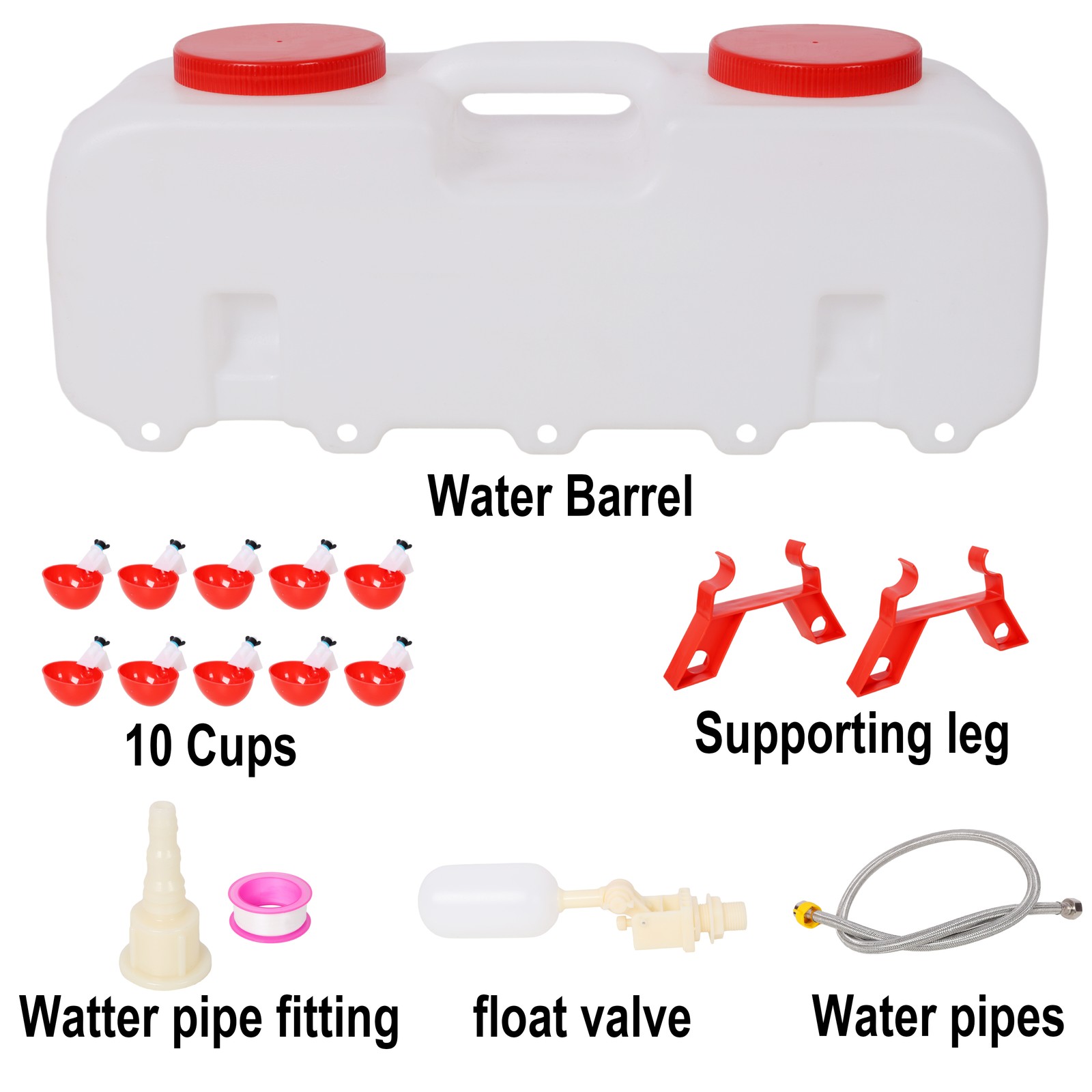 Automatic Poultry Waterer 10 Drinking Cups for Chickens Ducks Geese Easy Clean
