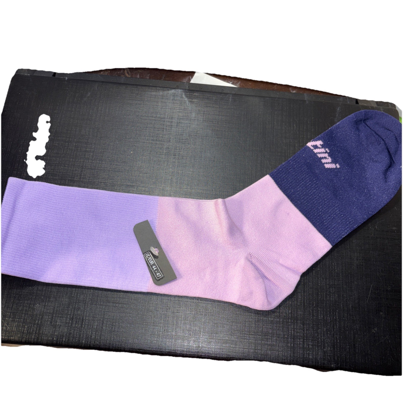 Santini Bangle Cycling Socks XL- XXL (44-47) Made In Italy NEW Blue PV Poliammid