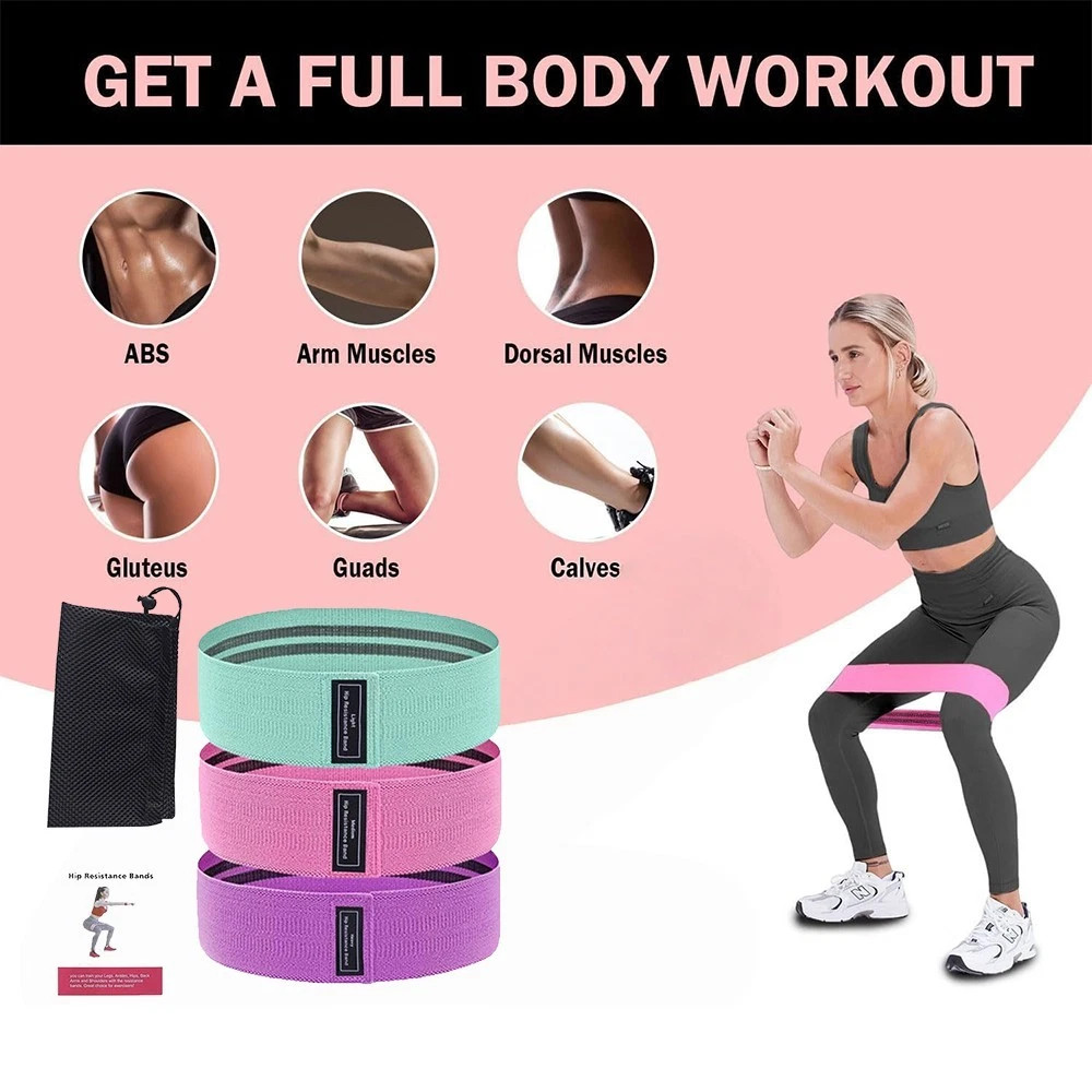Fabric Resistance Bands Set Booty Bands for Glutes Hips Legs Workout Exercise