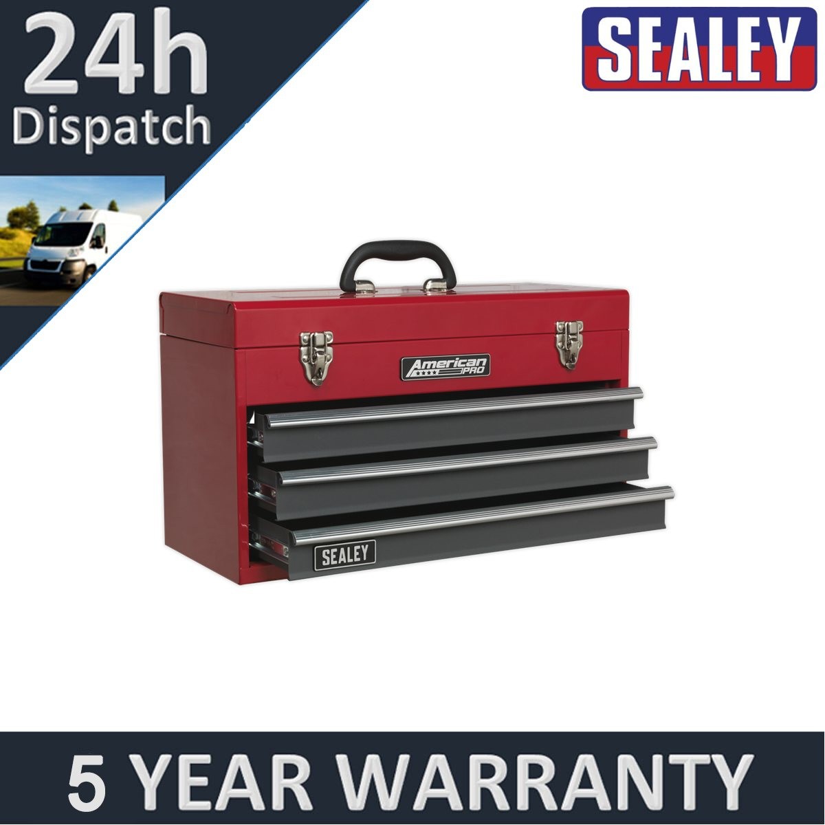 Sealey American PRO� Tool Chest 3 Drawer Red/Grey AP9243BB