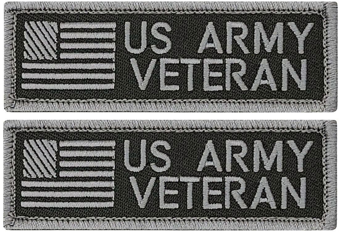 US ARMY VETERAN USA FLAG EMBROIDERED VET PATCH | 2PC IRON ON OR SEW ON  3.5"x1"