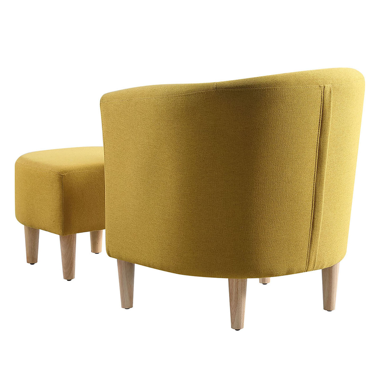 Yellow Accent Chair w/ Ottoman Set Modern Lounge Arm Chair Living Room Chair