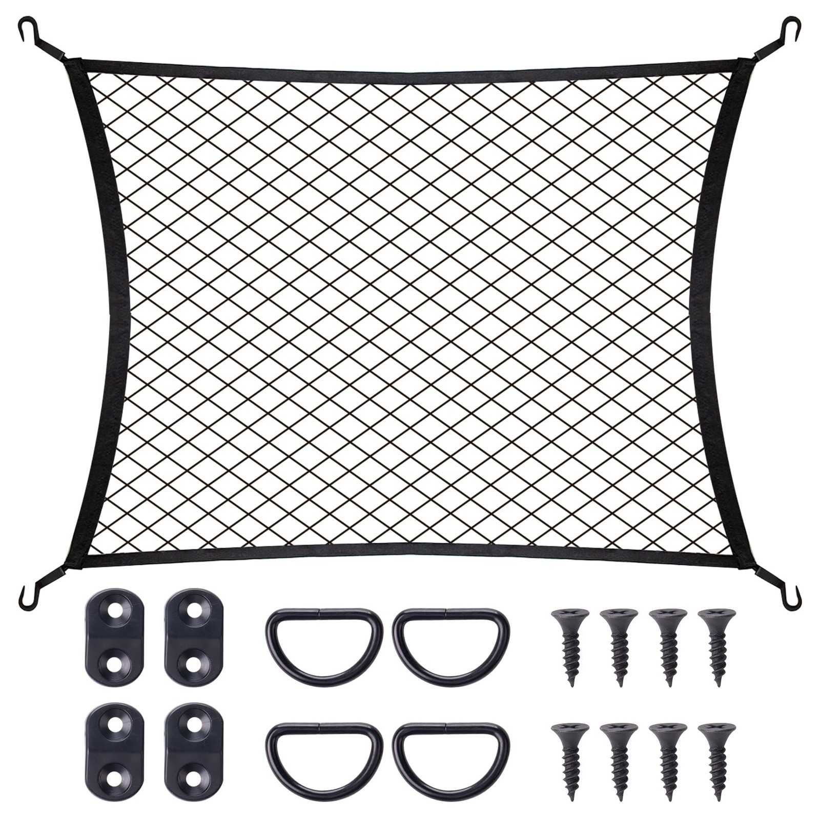MWMNUN Elastic Cargo Net with 32" x 24" (stretches to 63" x 43"), Black