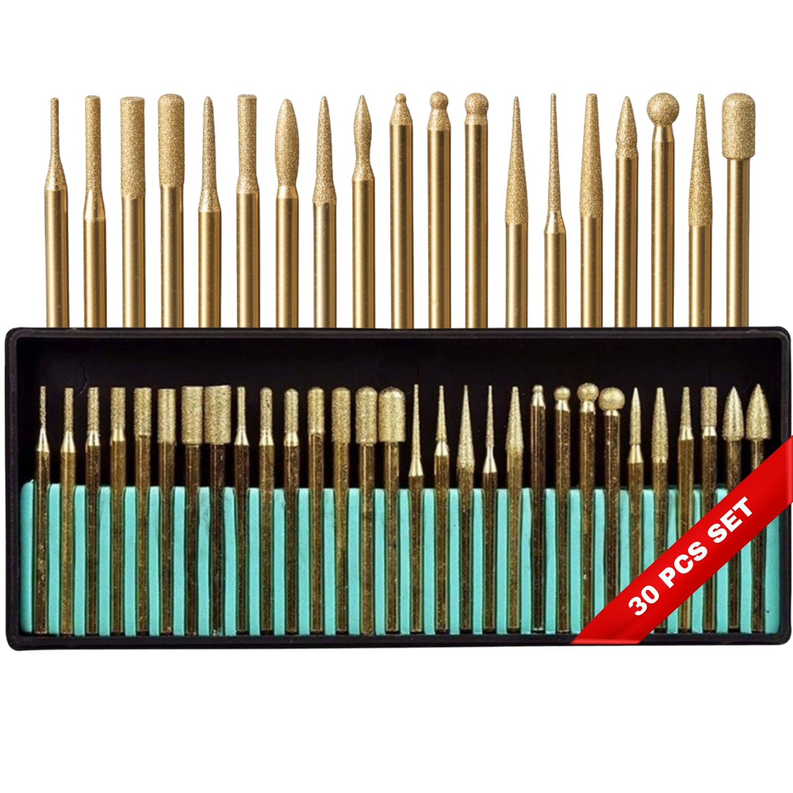 30-Pc Rotary Tool Diamond Bits Set – 120 Grit Engraving & Carving Kit | Compa...