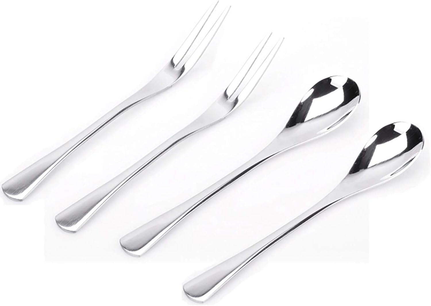 Flatware Set - Sier Stainl Steel - 2 Forks and 2 Spoons - Salad