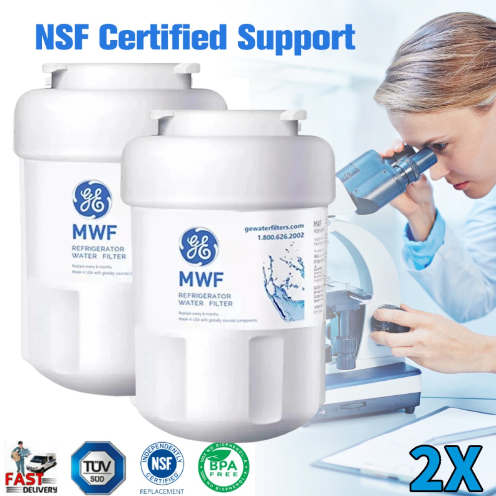 2-PACK For GE MWF MWF GWF 46-9991 Smartwater Fridge Water Filter