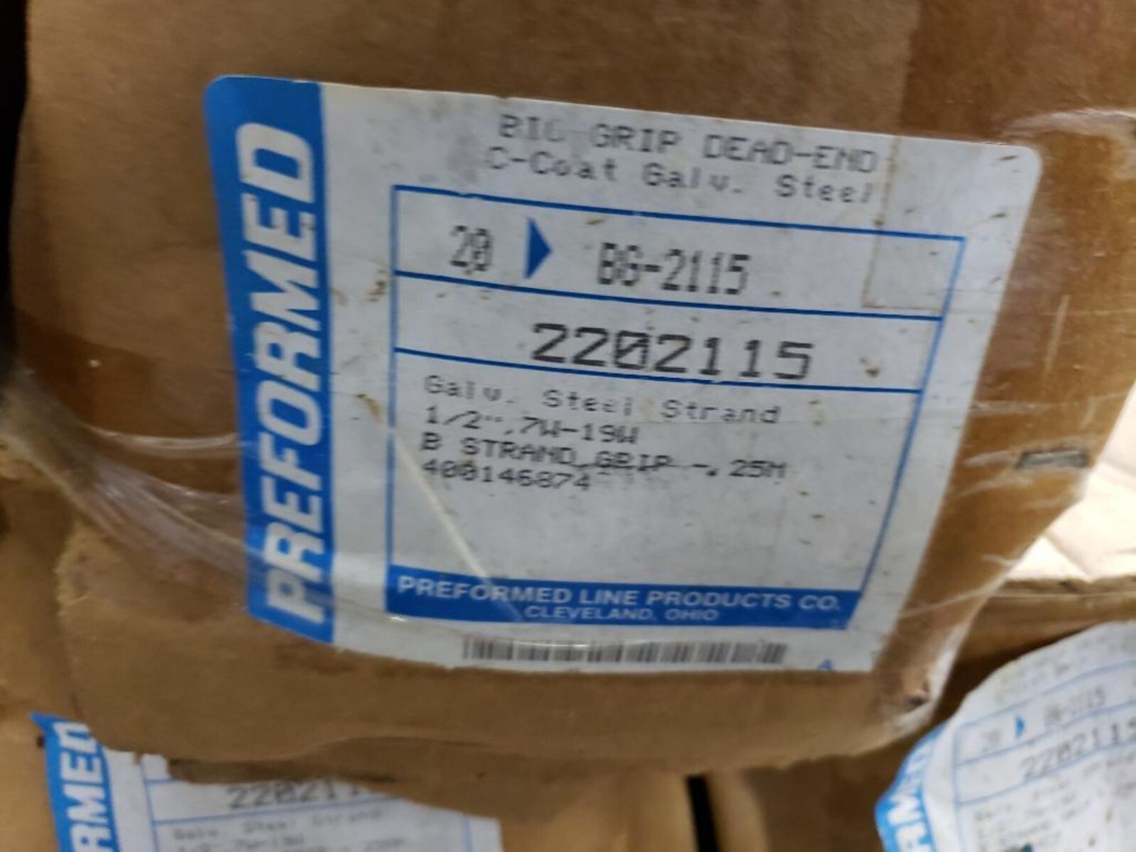 Lot of (20) Preformed Line Products 1/2" Big Grip Wire Dead Ends, MFG PN BG-2115
