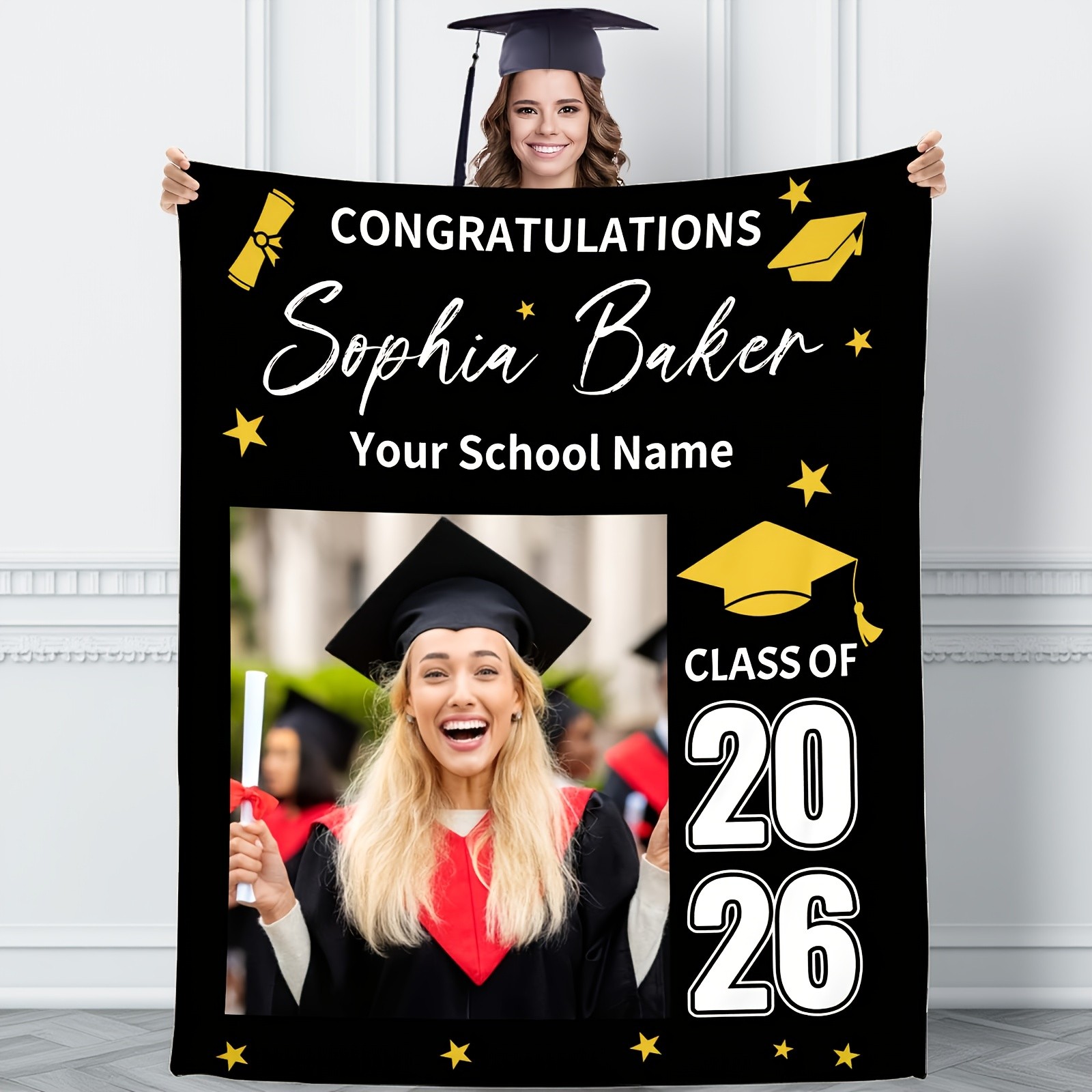 Custom Graduation Blanket Photo Name 2026 Personalized Graduation Gift Graduate♪