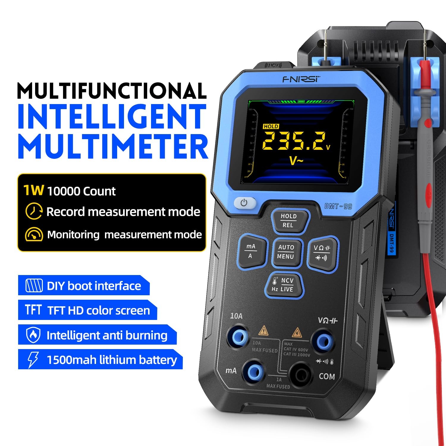 Digital Multimeter DMT 99 Rechargeable TRMS Volt Meter 9999 Counts Auto