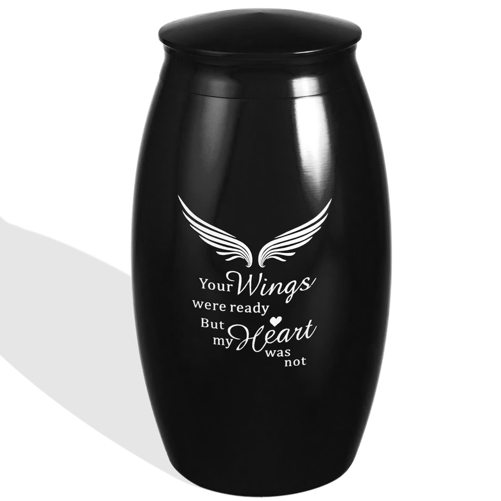 Small/Medium Urns for Human Ashes Adult Male Female,5.5" Black Cremation Angl...
