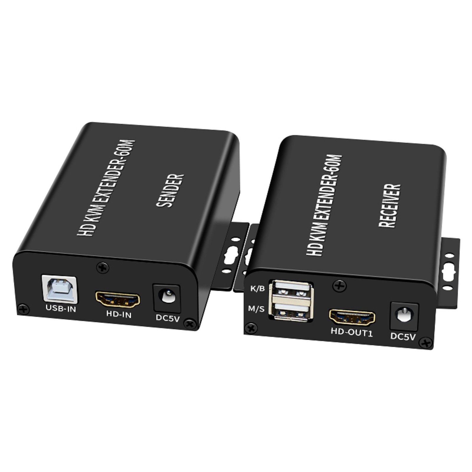 60M Video Extension Hub Adapter HDMI KVM USB-A RJ45 Lan Ethernet Extender