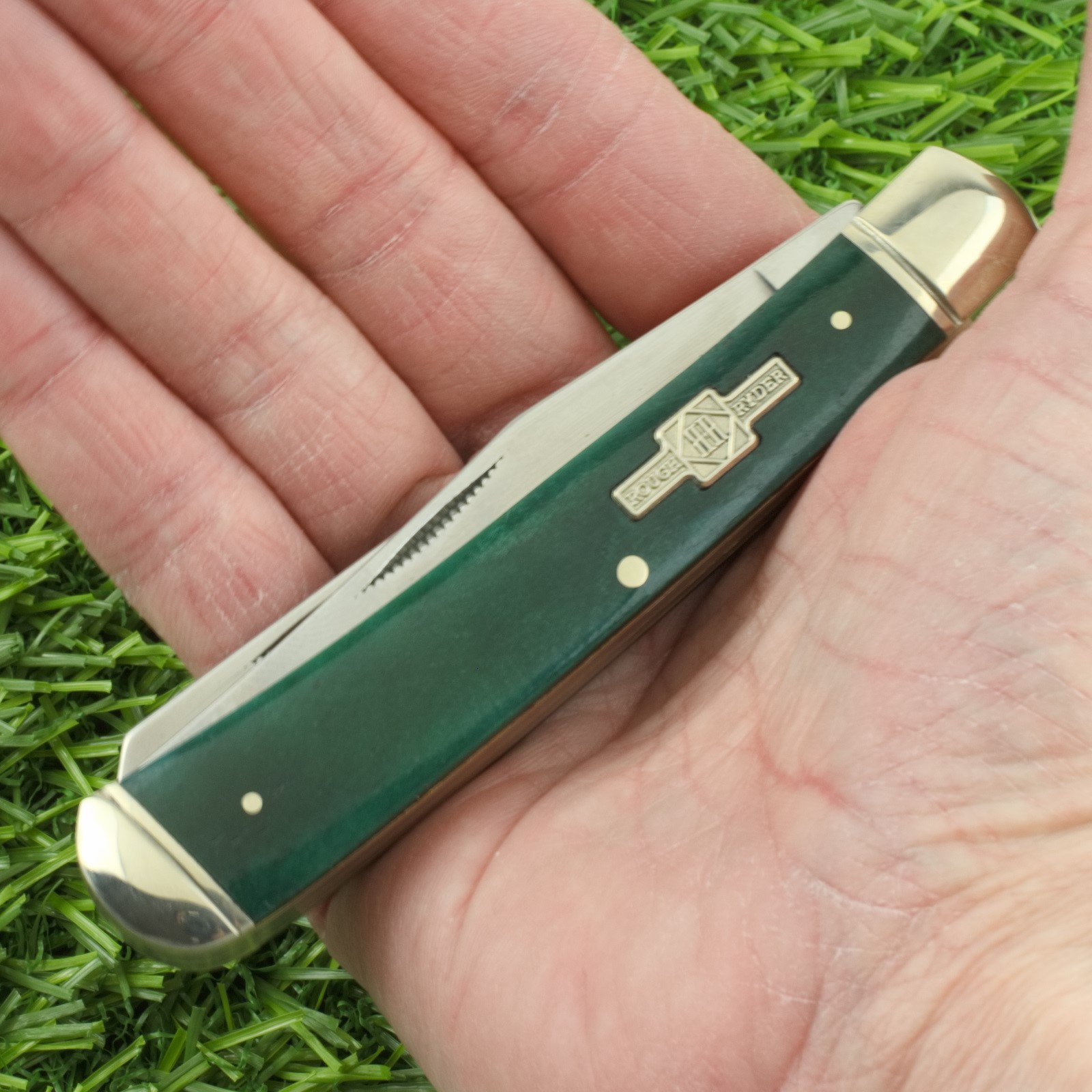 Rough Rider Turquoise Smooth Bone Trapper Pocket Knife RR1253 2 Folding Blades