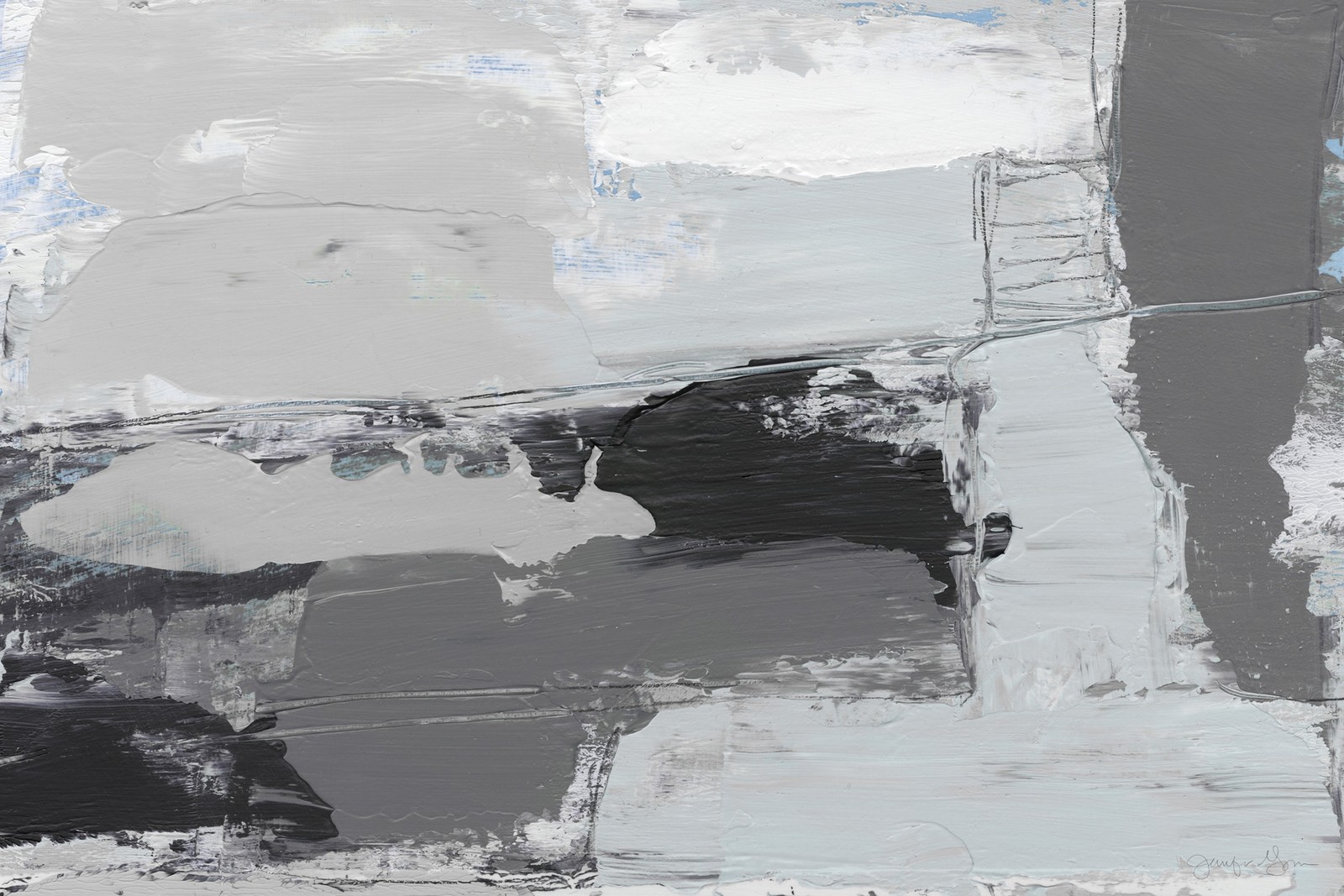 Marmont Hill Grey Horizon Painting Print on Wrapped Canvas 45x30