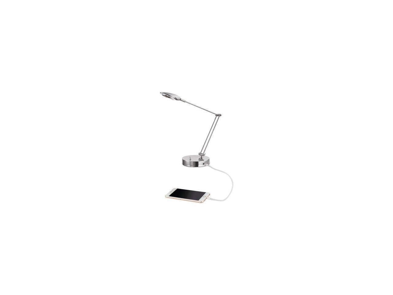 Adjustable LED Task Lamp w/USB Port, 26" High, Brushed Nickel