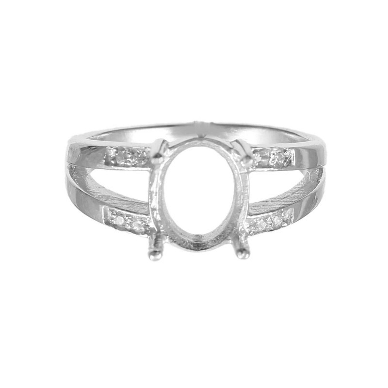 Semi Mount Ring Gemstone Setting Size 10X8 MM Oval Shape 925 Sterling Silver