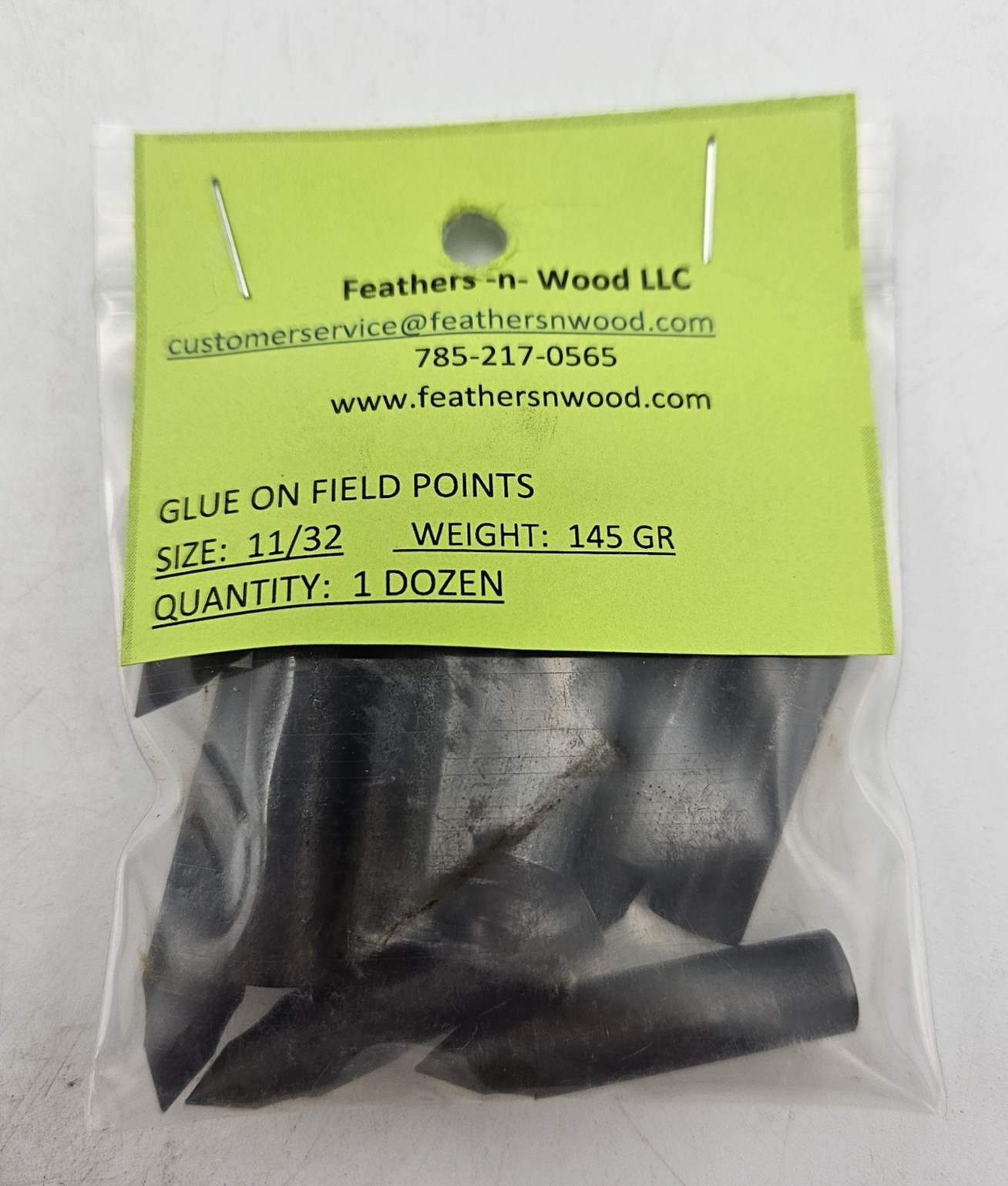 11/32" Glue-on Field Points, 12 Pack ~ 145 grains ~ Feathers -n- Wood