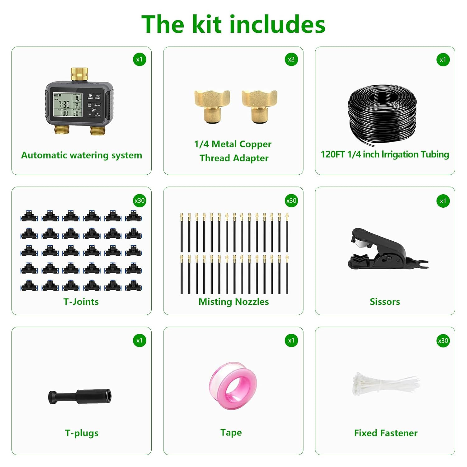 120FT Drip Irrigation System with Smart Water Timer – Automatic Garden Watering