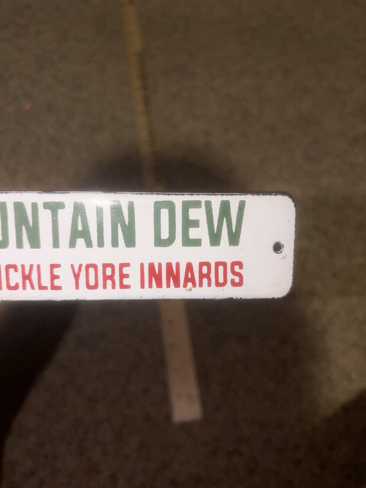 Porcelain Mountain Dew Crate Tag