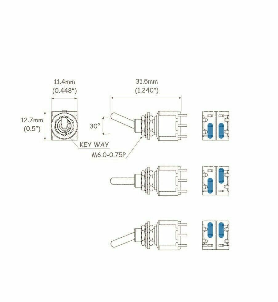 Switch Mini Toggle ON/ON/ON Gold Series/Split/Parallel Tiaway