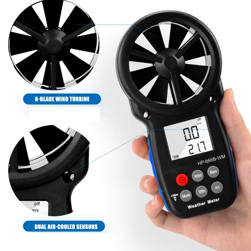 Professional airflows Meter Screen Weather for Marine Activity