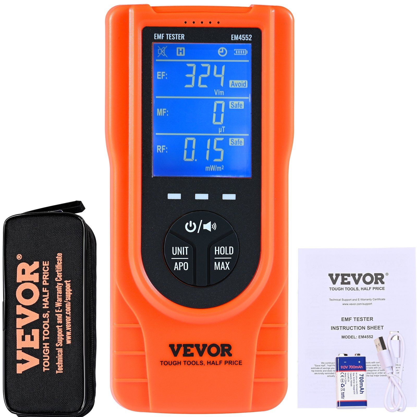 Rechargeable Digital EMF Meter 3-in-1 5Hz-3.5GHz Handheld Tester LCD