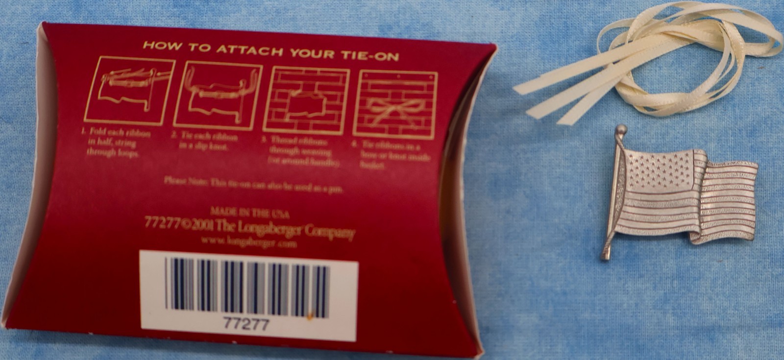 Longaberger 2001 American Flag Tie-On Pin 77277 Patriotic w Box