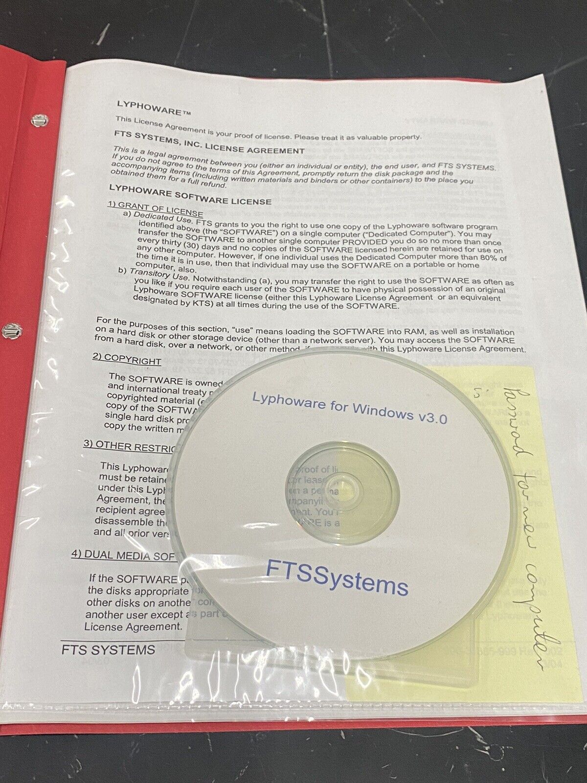 FTS systems lymphoware for window 3 - Instruction Book / User Guide / Manual
