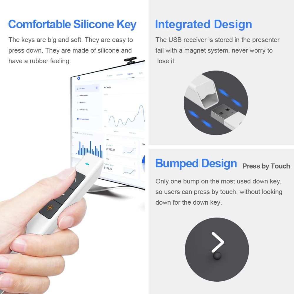 N26 Wireless Presentation Clicker, Presentation Remote, PowerPoint Clicker wi...