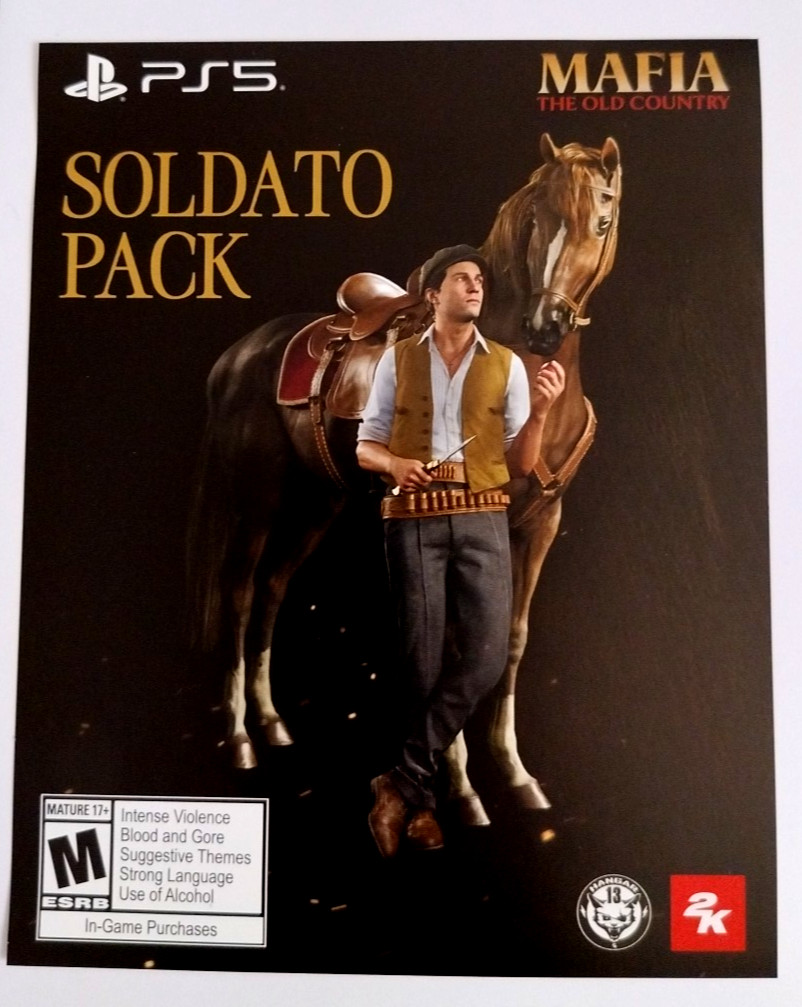 Mafia The Old Country Soldato Bonus Pack DLC Add-on for Playstation 5 PS5