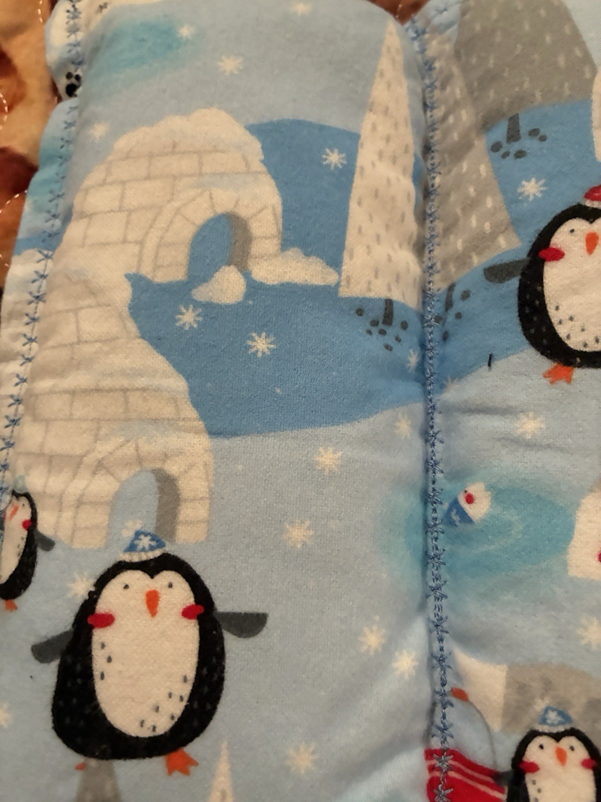 Cold & Hot Pack Reusable Fabric Therapy Pad Rectangle Blue/Beige Winter Print