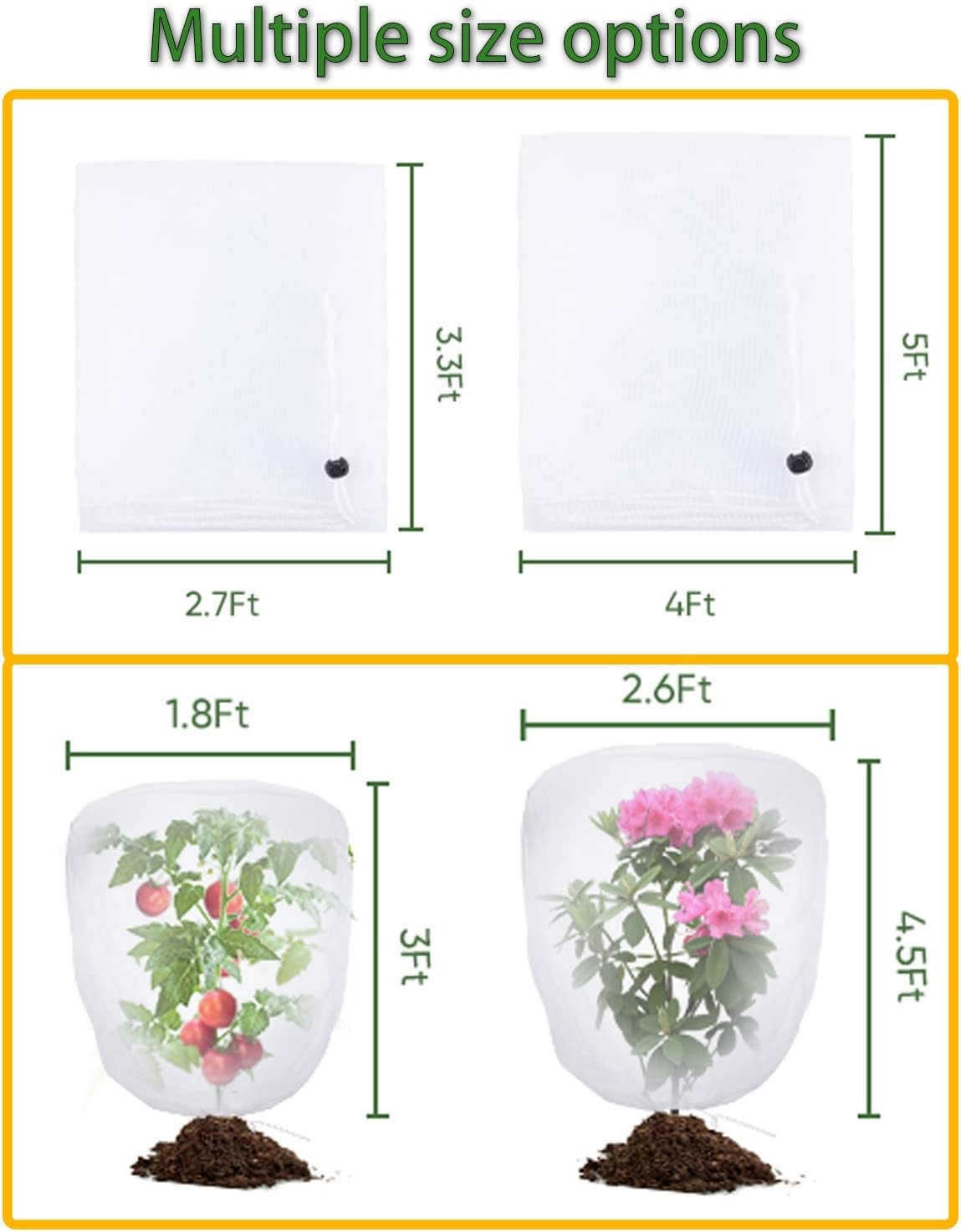 Bird Netting for Garden Protection - 4 Pack 3.3Ft x 2.7Ft/4 Pack, White