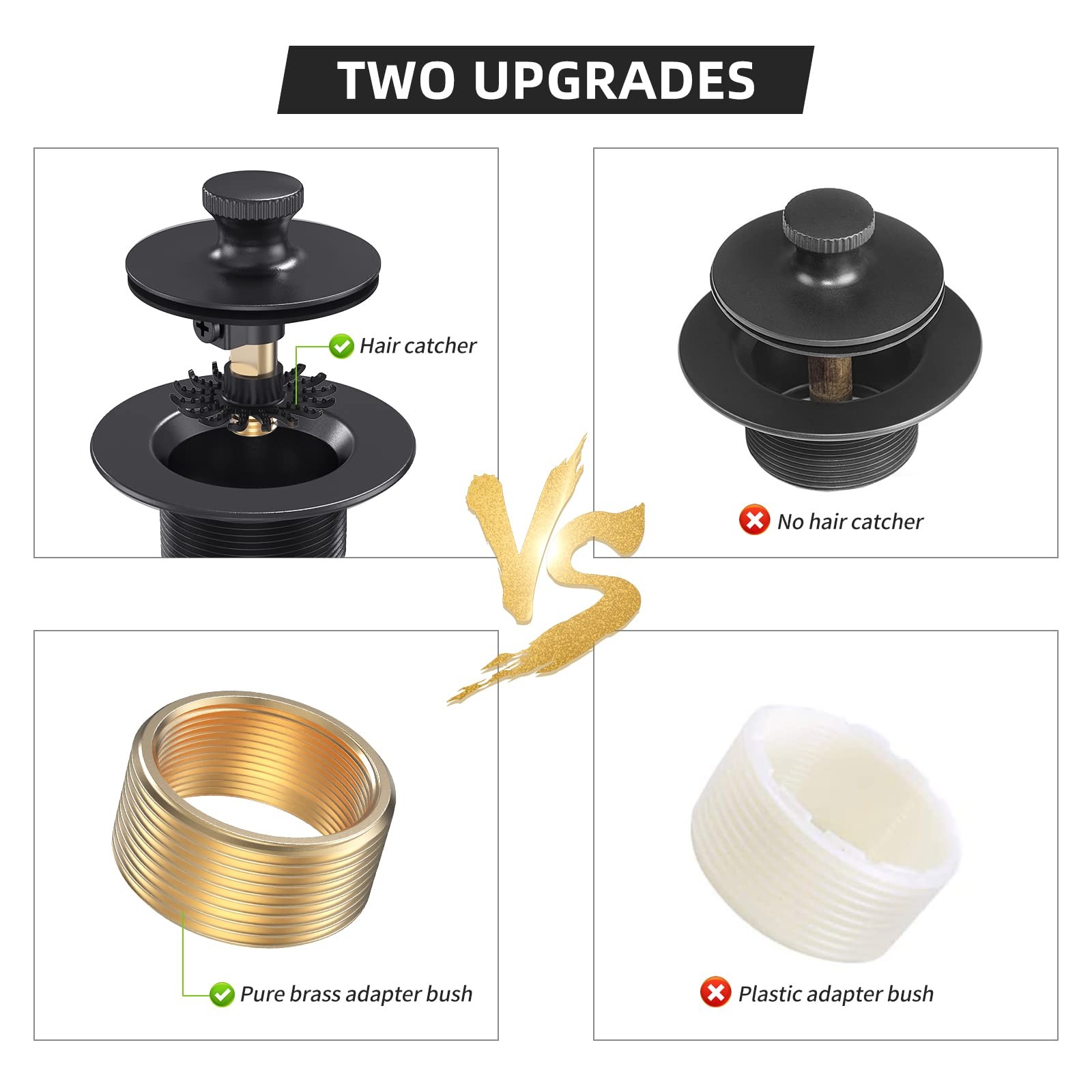 Matte Black Tub Drain and Overflow Kit, Replacement Bath