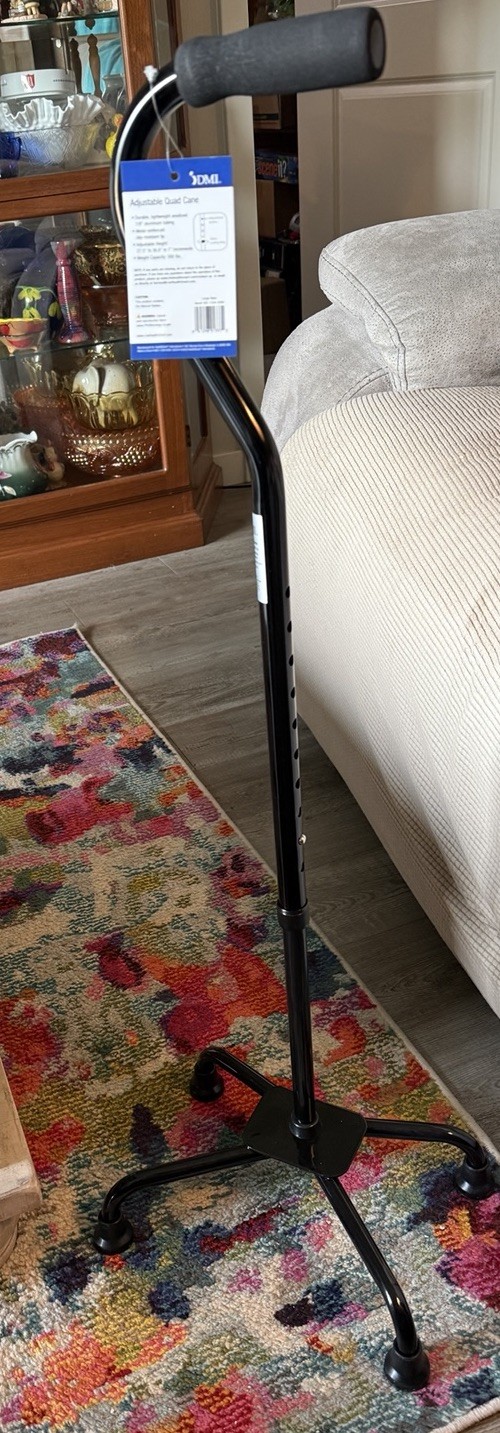 DMI Adjustable Quad Cane, Large Base, Black BRAND NEW. UN-USED 300 Lb Capacity
