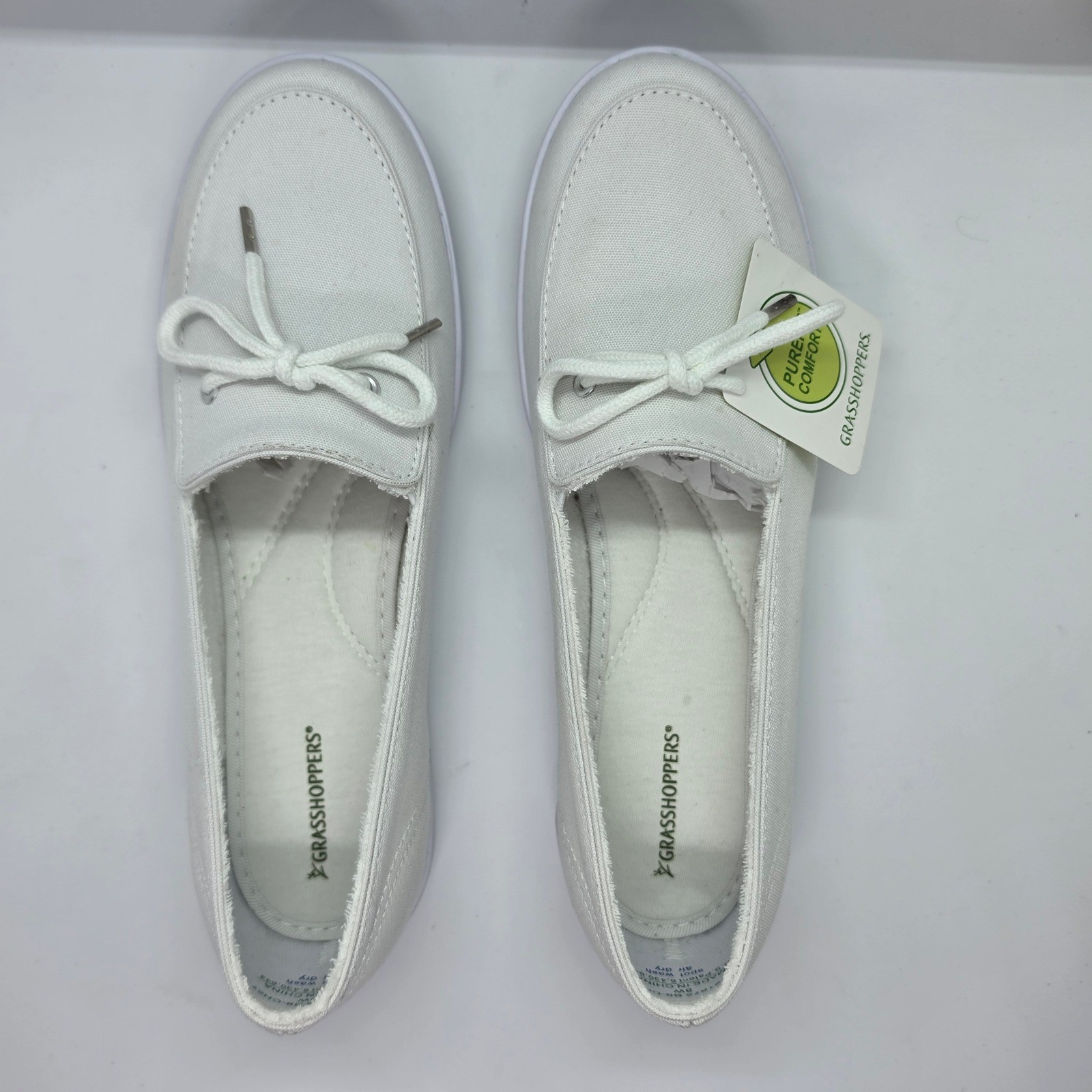 Grasshoppers Purefit Comfort White Canvas Slip On Sneakers EF21875 Womens 8W