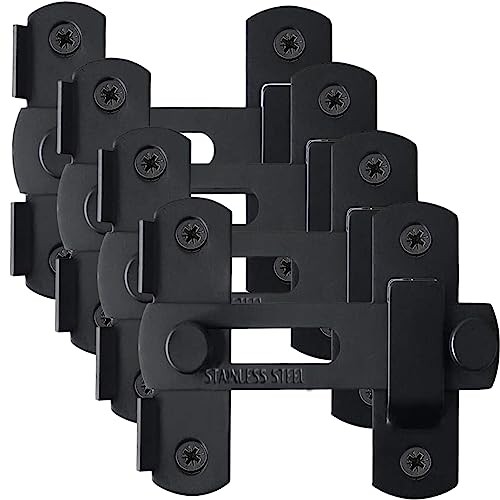 Barn Door Latch, 4 Pack 4-Inch Stainless Steel Gate Latches, Flip Door Black