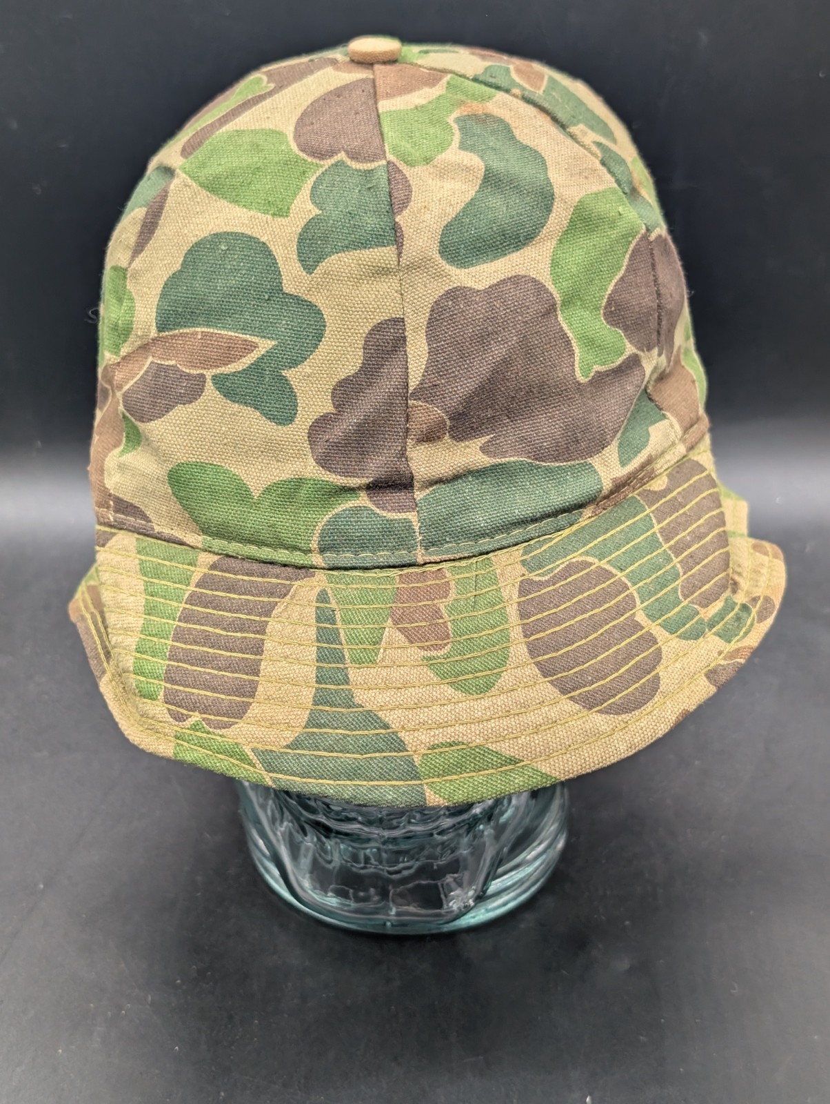 Vtg Jones Cap Mens Duck Camo Bucket Hat Sz M Bird Hunting Brimmed Ear Flap Lined