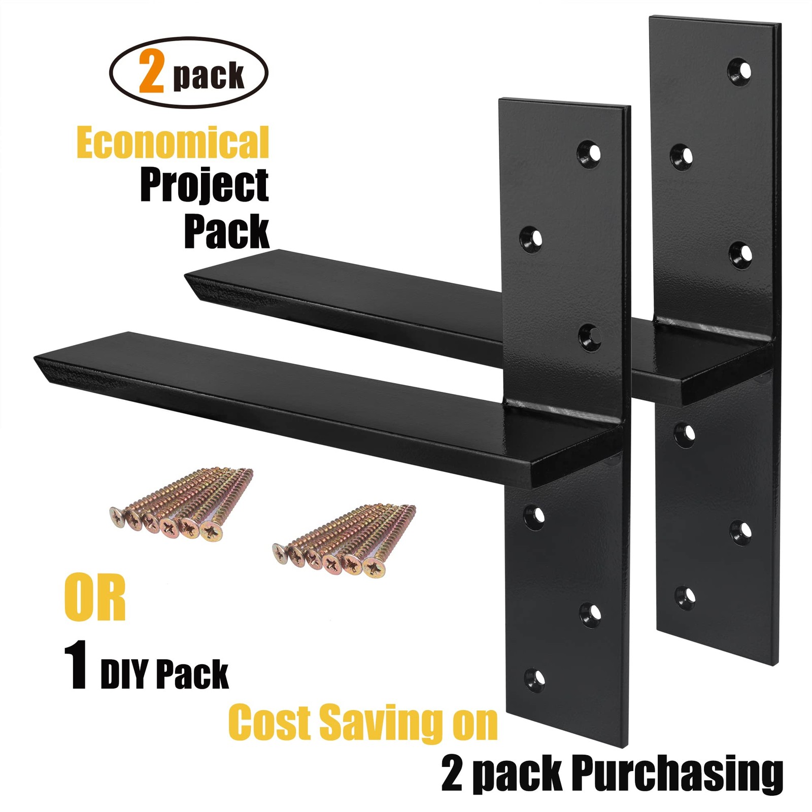 （2-Pack） Free Hanging T Shelf Bracket, Solid Heavy Duty Steel Knee Wall Hidde...