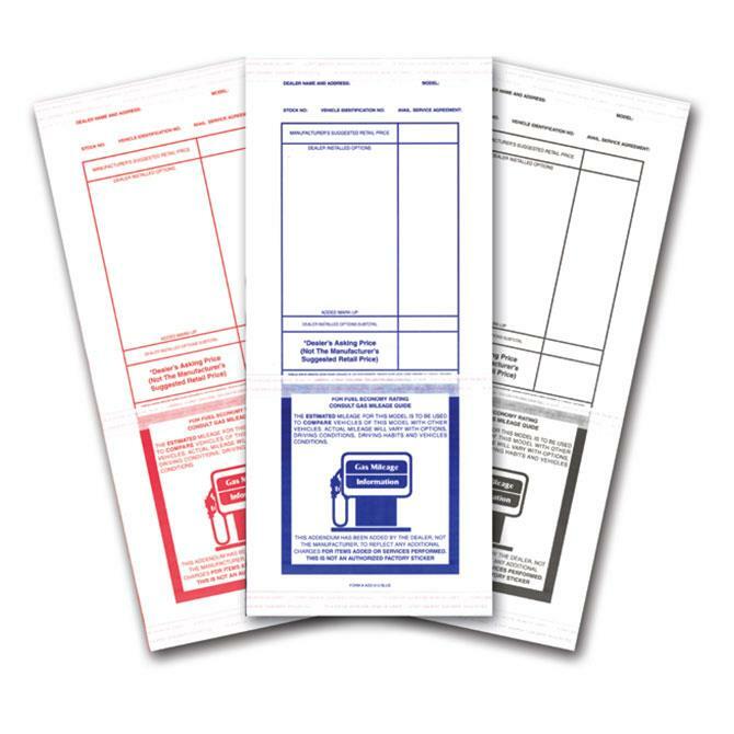 ADDENDUM STICKERS WITH TAPE ADHESIVE / Red, Blue or Black / 100 Per Pack
