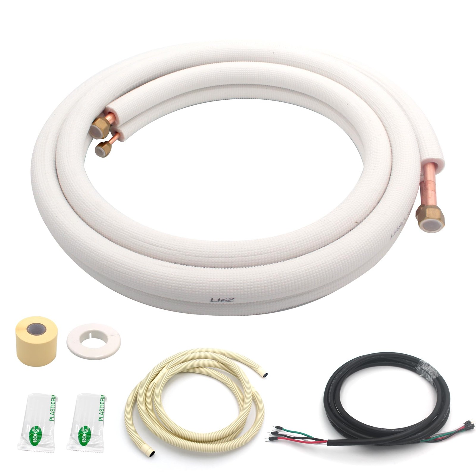 TAUROX RY0003 16FT Mini Split Line Set 1/4" & 1/2" Copper Pipes 3/8" Insulation
