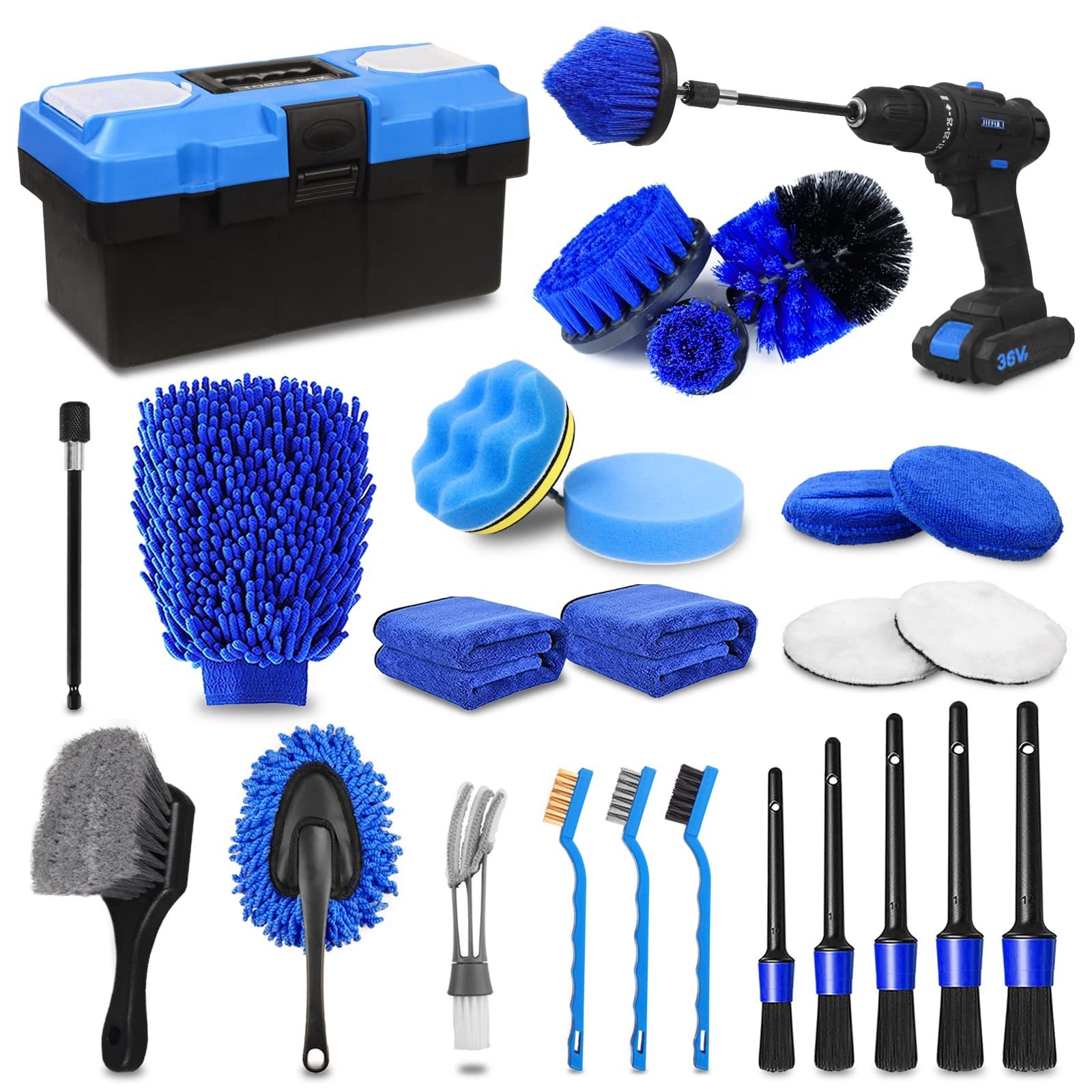 TTRCB 27Pcs Car Detailing Kit, Car Cleaning Kit, Car Detailing Brush Set, Dri...
