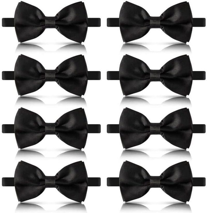 Pre-Tied Satin Bow Ties for Men Adjustable Neck Strap Formal Wear 8 Pack