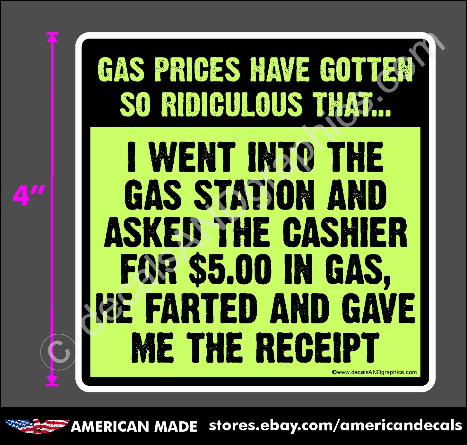 TRUMP 2024 STICKER CASHIER FART GAS ANTI DEMOCRAT DECAL WINDOW