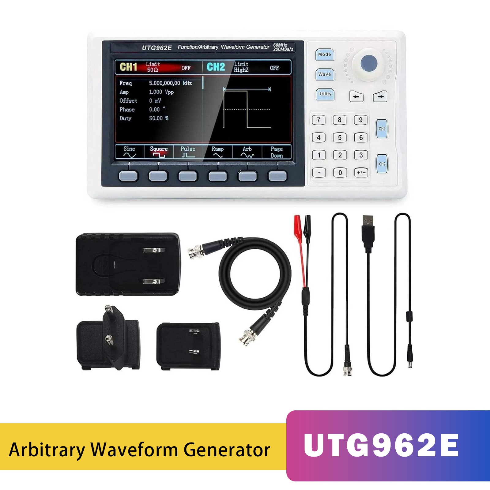 UTG962E Arbitrary Waveform Generator Function Generator Kit 60Mhz Dual-Channel
