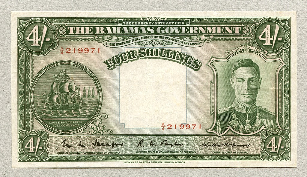 BAHAMAS 4 Shillings L.1936 P9a VF++