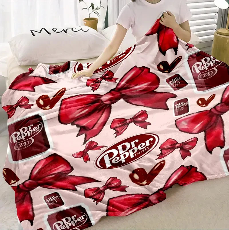 Vintage Soda Hearts Pattern Fan Gift Flannel Throw Blanket Soft Cozy