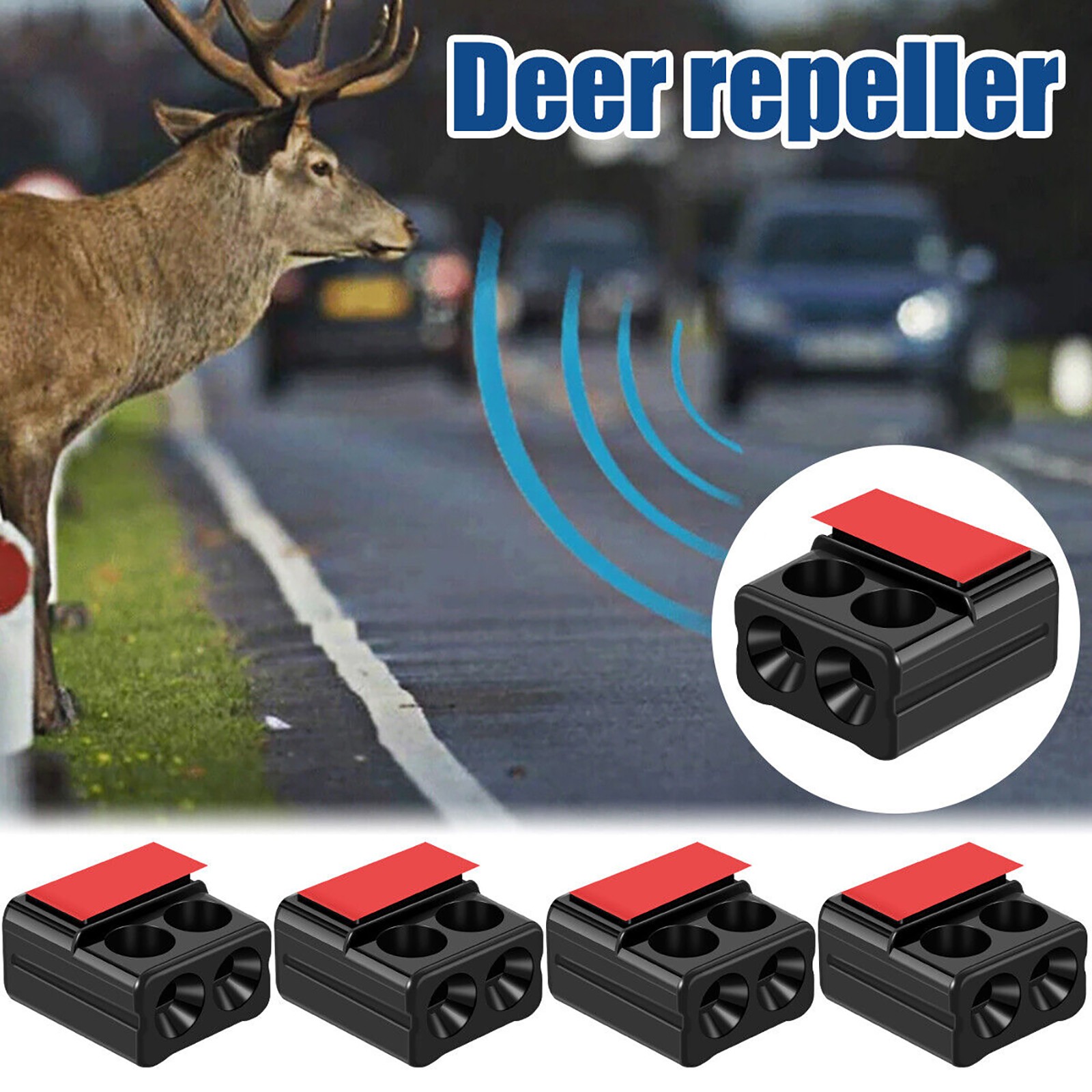 Black 8PCS Ultrasonic Car Deer Alert Whistle Deer Warning Animal Repeller Safety